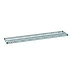 The rectangular Metro Super Erecta 1472NK3 Industrial Wire Shelf with raised edges is displayed against white. This green metal shelf features a grid pattern and a Metroseal Green Epoxy finish, measuring 14 x 72.
