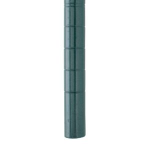 Close-up of a tall, dark green Metro Super Erecta 86UPK3 post with horizontal ridges and a smooth, reflective surface. The design resembles an 86 mobile-ready industrial shelving post in Metroseal Green Epoxy. The background is plain white.