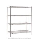 The Metro SE-215463K4-S-4 Super Erecta 4-shelf industrial wire shelving unit in Metroseal Gray Epoxy, 21 x 54 x 63, with adjustable shelves and feet, stands elegantly on a plain white background. Note: Actual dimensions may vary.
