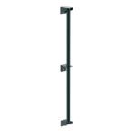 The Metro 33PDFK3 Super Erecta Wall Mount Post, standing 33 high, boasts a slender design with a dark green Metroseal Green Epoxy finish and includes three strategically positioned mounting plates with screw holes.