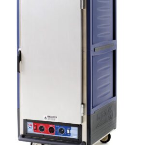 The Metro C537-CXFS-U-BU C5 3 Series Insulated Cabinet is a blue, 3/4 height unit with Universal Wire Slides, full-length solid door, bottom control knobs and indicator lights, plus side handles and wheels for easy mobility. It operates on 220-240V, 50/60Hz at 1681-2000W.