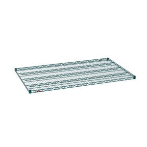 The Metro Super Erecta 3660NK3 Wire Shelf features a durable grid design for efficient storage with a sturdy, green Metroseal Epoxy frame and multiple horizontal supports, measuring 36 x 60.