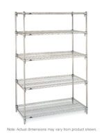 The Metro Super Adjustable Super Erecta 5A577C is a chrome, five-tier wire shelving unit (24 x 72 x 74) with adjustable shelves on sturdy metal posts. Ideal for storage and organization, please note actual dimensions may vary.