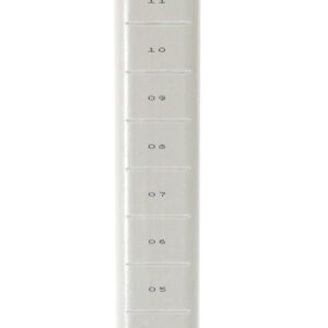 A tall, vertical gray polymer object with evenly spaced horizontal markings and printed numbers along its 13 height, featuring a slightly wider dark gray base, ideal for MetroMax MX13UP Mobile-Ready Industrial Shelving Post applications.