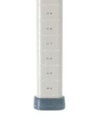 A close-up of a vertical ruler marked from 3 to 9 inches. Its light gray surface, likely polymer, rests on a dark gray base resembling the sleek MetroMax MX9UP Mobile-Ready Industrial Shelving Post. Ideal for precision measuring with its sturdy construction.