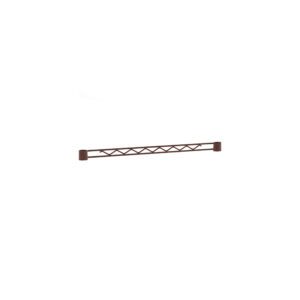 A 24 brown handrail with diamond patterns, akin to the Metro H124-DCH Super Erecta Hanger Rail, is mounted on a white wall in a subtle copper hammertone finish.