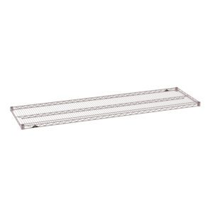 The Metro Super Erecta 2172NK4 Industrial Wire Shelf, measuring 21 x 72, features a grid pattern and metal frame in Metroseal Gray Epoxy. Photographed on a white background, it provides a sturdy flat surface ideal for storing various items.