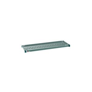 The Metro Super Erecta Pro PR1442NK3 Industrial Wire Restaurant Shelf, 14 x 42, features a sturdy metal grid platform slightly elevated at the corners with a removable plastic mat.
