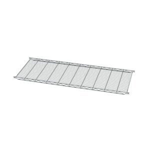 The Metro 1848C Erecta Shelf Wire Shelf, 18 x 48, features a sleek rectangular design with a grid pattern, ideal for storage and organization.