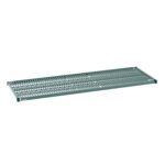 The Metro Super Erecta Pro PR2472NK3 shelf, 24 x 72, features a silver grid pattern and a removable plastic mat for a flat surface, combining industrial charm with practical storage.