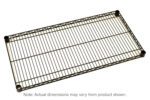 The Metro Super Erecta 1818NBL Industrial Wire Shelf in Black, sized 18 x 18, is shown on a white background. This metal wire rack has four round black corner caps, with a note that actual dimensions may vary.