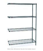 The Metro AN436K3 Super Erecta is a black 4-shelf wire shelving add-on unit with Metroseal Green Epoxy, measuring 21 x 36 x 63, shown against a white background. Note: Actual dimensions may vary from the product shown.