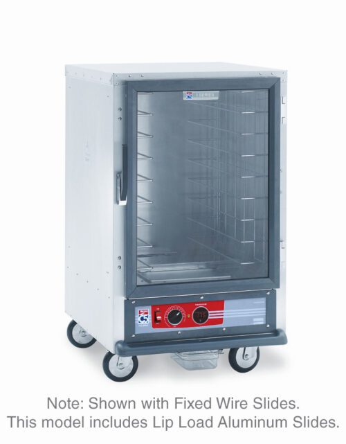 u177qiqb7tdsdfsyydnrhyca67vc6g5r.jpg The Metro C515-HXFC-L C5 1 Series is a half-height commercial warming cabinet on wheels with a clear door and fixed wire slides. It features a red control panel with a digital display and efficient lip load aluminum slides powered by 1681-2000W, operating on 220-240V, 50/60Hz.