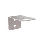 A flat, L-shaped metal bracket with two holes on the vertical side and one on the horizontal, featuring a Metroseal Gray Epoxy finish. This versatile bracket is similar to the Metro BCSK4 Super Erecta Wall Mount Intermediate Post Bracket in both function and style.