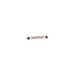 The Metro H114-DCH Super Erecta Hanger Rail, Copper Hammertone, 14, is a small, elongated object with a copper hammertone frame and two cylindrical ends. Its center features a crisscross pattern and is isolated on a white background.