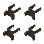 Arranged on a white background, the Metro SMR SmartLever Grid Bracket Attachment Hook Kit includes four identical black plastic clips. Each clip features a U-shaped design with small hooks at the ends, suitable for securing or mounting objects.