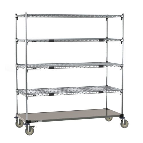 yi3qafjuwfayit6d918a9lgb1x549z82.jpg The Metro ECM56XA Cart, a Super Adjustable Super Erecta model with a stainless steel bottom, features five wire shelves and four caster wheels. Measuring 24 x 60, it stands prominently against a white background.