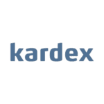 The image showcases the word kardex in lowercase, bold blue letters on a transparent background, evoking a sense of efficient space management solutions.