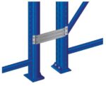 Interlake pallet rack row spacers on uprights