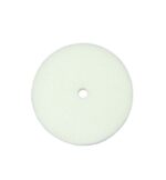A round, white foam pad with a small central hole resembling the Justrite Gasket, F/Cover, Type 1 Poly from an aerial view.