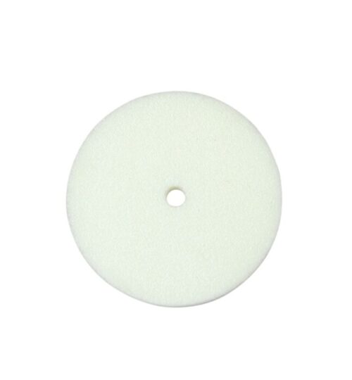 A round, white foam pad with a small central hole resembling the Justrite Gasket, F/Cover, Type 1 Poly from an aerial view.