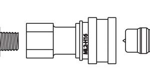 Exploded technical diagram of Justrite Fitting, Discnt, Ss, Epdm 1/4, illustrating components such as threaded sections, Ss connectors, and an Epdm 1/4 barbed end with numbers and letters marked for easy identification.