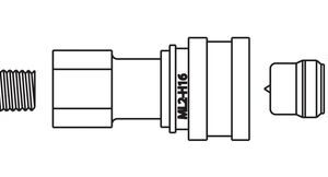 Exploded diagram of the Discnt Justrite Fitting includes a threaded connector, multiple cylindrical sections, a nut, and a 3/8 EPDM barbed hose end. Each part is aligned left to right.