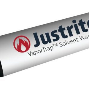 A 2 Pack of cylindrical Justrite Filters with a Carbon-based design, featuring the Justrite logo and red flame icon. Each predominantly white cartridge has black caps on both ends.