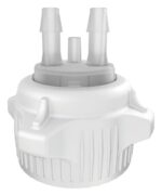 The Justrite Car Cap, a white cylindrical plastic piece with ribbed sides and three top nozzles, features a precise 53mm measurement.