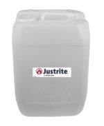 The Justrite Carboy is a large, rectangular translucent plastic container made from durable HDPE, featuring a label with Justrite and a website address. It has a 70mm screw cap and is designed to efficiently store up to 20L of liquids.