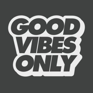 Bold white text on a dark gray background reads GOOD VIBES ONLY, exuding positivity. The playful, blocky font of the Justrite Mat, 195 Good Vibes Only 4X6 Ch, creates a striking image that leaves you with 195 good vibes every time you see it.