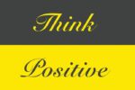 The Justrite Mat,195 Think Positive 4X6 Ch features Think Positive text, with Think in yellow cursive on a dark gray background and Positive in dark gray on a bright yellow surface, bringing positive vibes to any space.