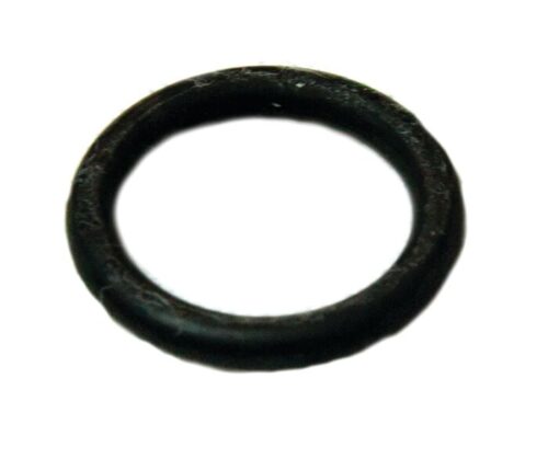 A close-up of a slightly worn Justrite O-Ring F/Puncture Pin, Aeroslv on a white background highlights its durable black rubber texture.