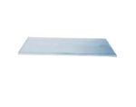 Displayed against a white background, the 22Gslm flat rectangular metal sheet highlights simplicity and functionality akin to the Justrite Shelf Splslp, 12/15G.