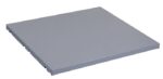 A square, flat, gray metallic panel similar to a Justrite Chemcor Shelf-60 Gal Spilslope is set against a white background. Its smooth surface and slightly raised edges evoke precise Spilslope design.