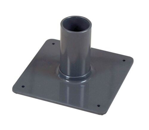 The Justrite Gcyl Stnd features a gray, square base with rounded corners and a central 1Cyl attachment. It has four small corner holes and is crafted from durable materials for a sleek, functional design.