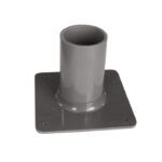 The Justrite Gcyl Stnd,1Cyl,Bch,3In is a gray plastic cylindrical pipe base with a square flat mounting base that has corner holes. It features a smooth, slightly reflective surface and accommodates up to a 3-inch fit.
