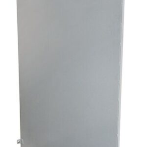 A plain, upright gray metal panel with two top-edge triangular tabs for mounting resembles the Justrite Gcyl Firewallbarrier,1Hr,4Cyl. It features a smooth surface and is intended for structural or protective use.