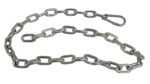 A sleek, stainless steel Justrite Gcyl Acc chain with interlocking oval links lies on a pristine white background, ending in a distinctive triangular link.