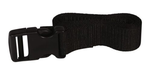 A coiled Nystrap made of black nylon with a sleek Nybuck plastic buckle, known as the Justrite Gcyl Reppt.