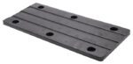 Introducing the Justrite Chock,Ac,Acc,6820,Rpad: a rectangular black rubber pad with four parallel grooves and six evenly spaced holes for reliable performance. Perfect for enhancing safety measures with its durable design in challenging environments.