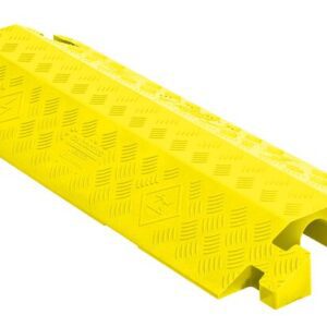 The Justrite Cp,Lb,1Ch,2.25,Gp,Do,Y cable protector has a textured surface and 1-channel design for covering cables. Its 2.25 wide channel underneath allows easy cable passage and secure interlocking connectors on each end enable modular assembly.