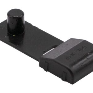 This black plastic clip with a rounded top and rectangular base, designed for LB component security, features a smooth surface. It has a compact, functional shape reflecting the practical design of Justrite CP standards, named Justrite Cp,Lb,1Ch,Ada,Conn,Gp,Y.