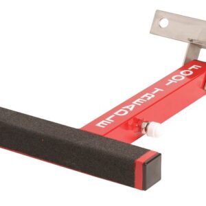 The red and black metal doorstop, labeled DOORPROOF in white text, features a textured grip pad and stainless steel bracket. Its crafted with the precision typical of Justrite Hs product: Ssaccy Treadle K-Type.