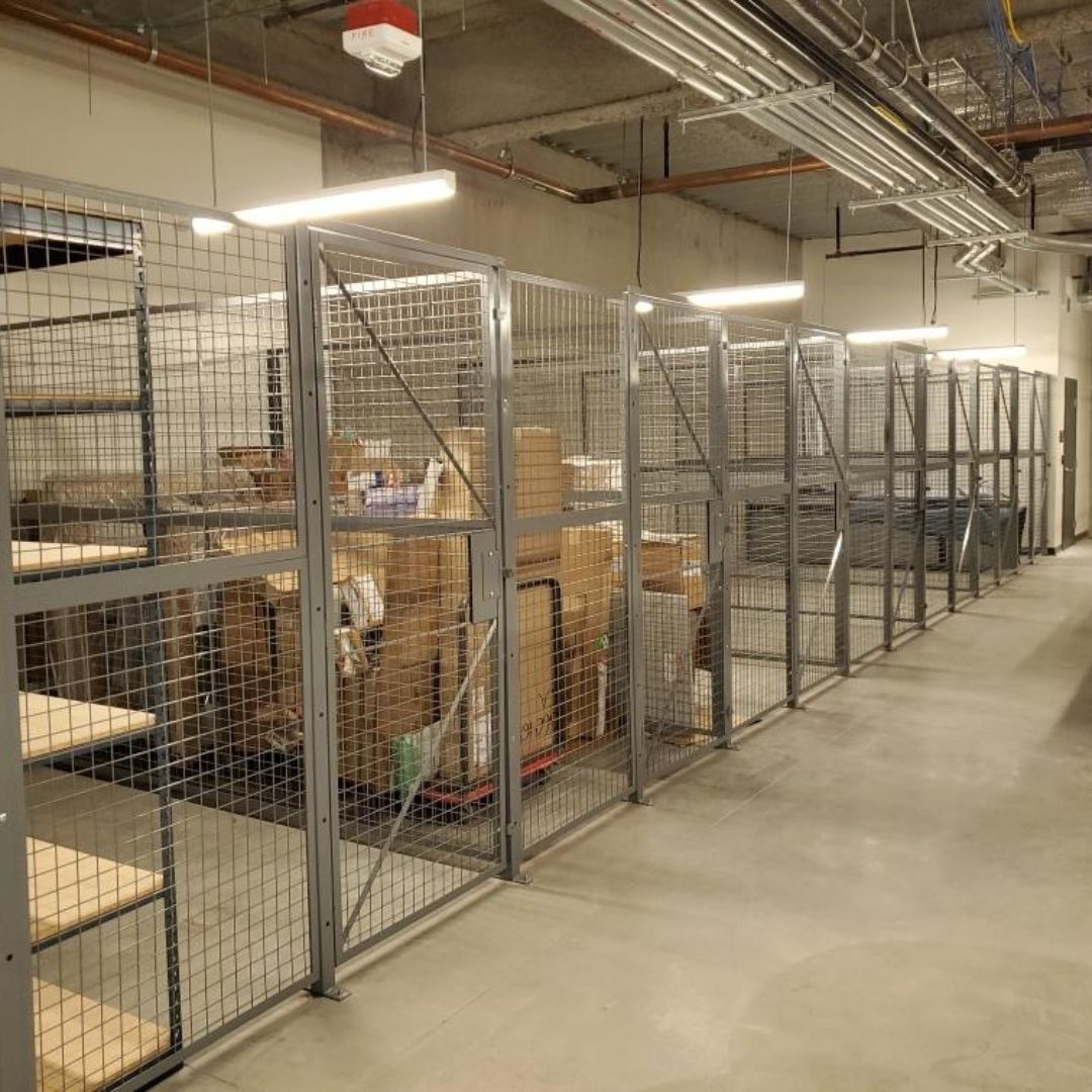 security cage with boltless shelving