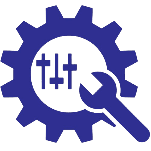 A blue gear icon with a wrench and three slider controls inside, inspired by the precision of AmbaFlex Conveyors.