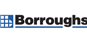 a logo for Borroughs Boltless Shelving