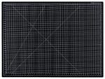 The Dahle Vantage® Premium Self-Healing Cutting Mat, available in a 36 x 48 size, features a black surface with a white grid pattern including measurements and diagonal lines. It comes in a case of 4.