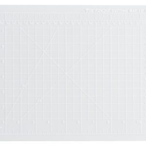 The 9 x 12 Dahle Vantage® Premium Self-Healing Cutting Mat, Crystal Clear, is semi-transparent with grid lines and inch measurements. Labeled Vantage at the top right corner, it offers durability and precision for any cutting task. Available by the case (48 mats).