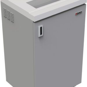 The Dahle PowerTEC® 707 PS High Security Paper Shredder, a large gray model, has a rectangular top with a digital control panel. Its plain body features a discreet front handle and the DAHLE logo in the upper corner.